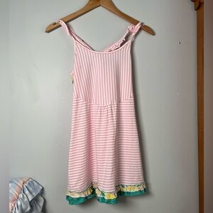 Matilda Jane Pink Striped Dress Trim Accents Cross Back Straps NWT Girls 10